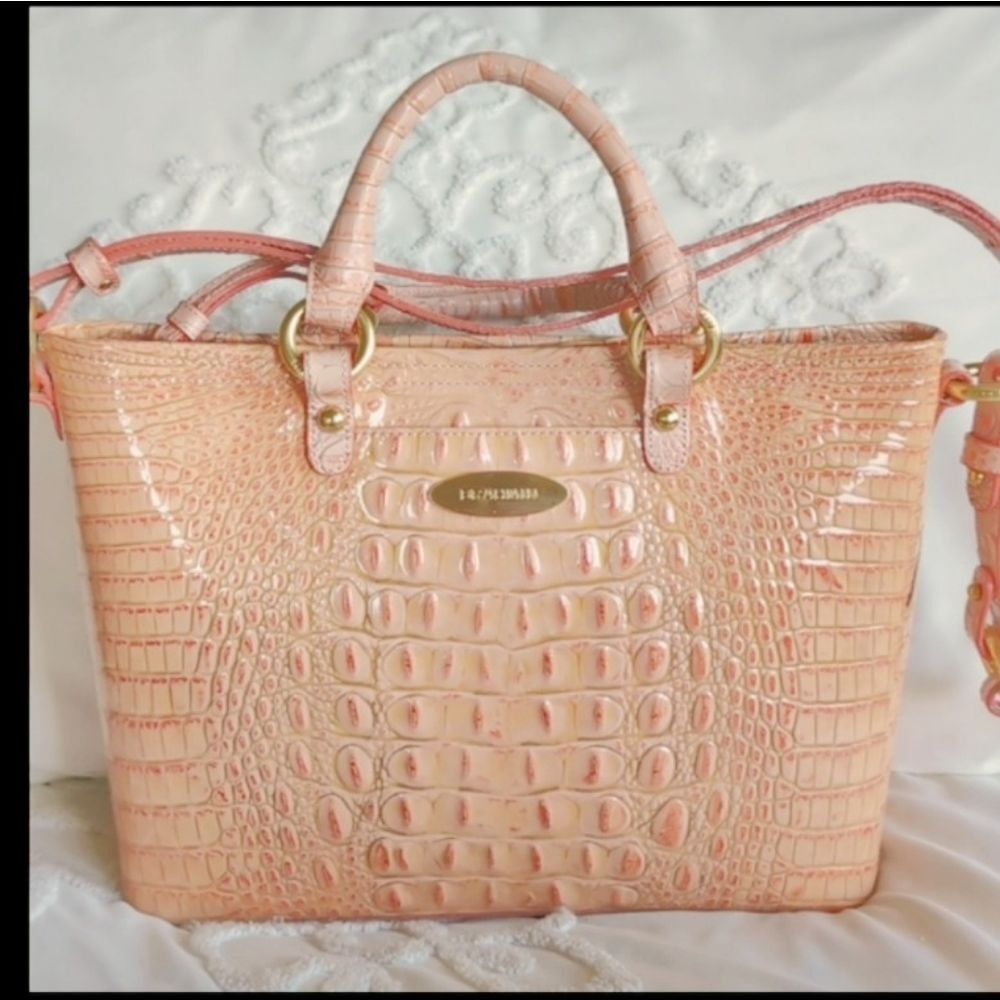 Brahman Arlo Melbourne Peachy Pink Genuine Leather Embossed Crocadile Handbag